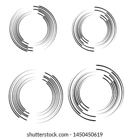 Radial speed Lines in Circle Form for comic books . Explosion background . Vector Illustration .Technology round Logo . Circular Design element . Abstract Geometric shape . Sunburst .