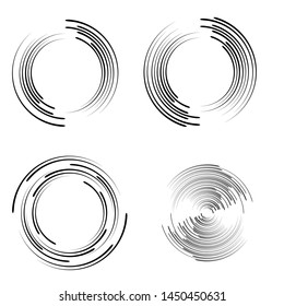 Radial speed Lines in Circle Form for comic books . Explosion background . Vector Illustration .Technology round Logo . Circular Design element . Abstract Geometric shape . Sunburst .