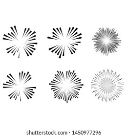Radial speed Lines in Circle Form for comic books . fireworks Explosion background . Vector Illustration . Starburst
 round Logo . Circular Design element . Abstract Geometric star rays . Sunburst .