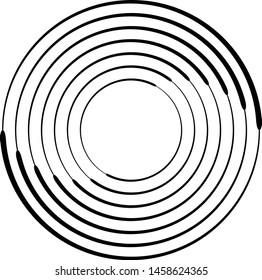 Radial speed Lines in Circle Form for comic books . Vector Illustration .Technology round Logo . Circular Design element . Abstract Geometric shape . 