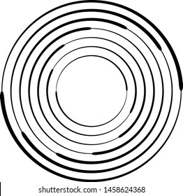 Radial speed Lines in Circle Form for comic books . Vector Illustration .Technology round Logo . Circular Design element . Abstract Geometric shape . 