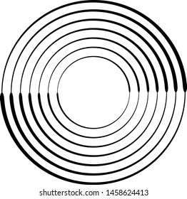 Radial speed Lines in Circle Form for comic books . Vector Illustration .Technology round Logo . Circular Design element . Abstract Geometric shape . 