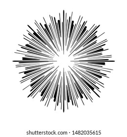 Radial speed Lines in Circle Form for comic books . fireworks Explosion background . Vector Illustration . Starburst
 round Logo . Circular Design element . Abstract Geometric star rays . Sunburst .
