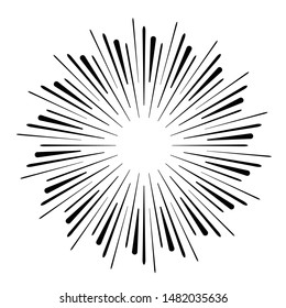 Radial speed Lines in Circle Form for comic books . fireworks Explosion background . Vector Illustration . Starburst
 round Logo . Circular Design element . Abstract Geometric star rays . Sunburst .