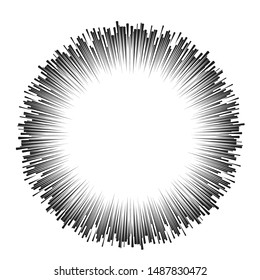 Radial speed Lines in Circle Form for comic books . fireworks Explosion background . Vector Illustration . Starburst
 round Logo . Circular Design element . Abstract Geometric star rays . Sunburst .