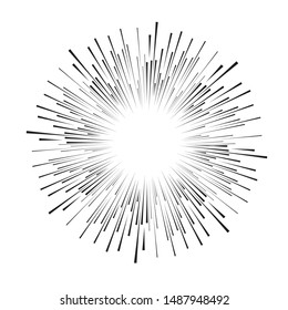 Radial speed Lines in Circle Form for comic books . fireworks Explosion background . Vector Illustration . Starburst
 round Logo . Circular Design element . Abstract Geometric star rays . Sunburst .