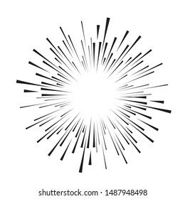 Radial speed Lines in Circle Form for comic books . fireworks Explosion background . Vector Illustration . Starburst
 round Logo . Circular Design element . Abstract Geometric star rays . Sunburst .