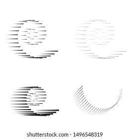 Radial speed Lines in Circle Form for comic books . Vector Illustration .Technology round Logo . Circular Design element . Abstract Geometric shape .