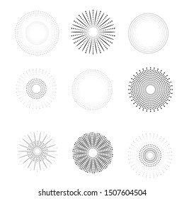 Radial speed Lines in Circle Form for comic books . fireworks Explosion background . Vector Illustration . Starburst
 round Logo . Circular Design element . Abstract Geometric star rays . Sunburst .