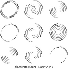 Radial speed Lines in Circle Form for comic books . Explosion background . Vector Illustration .Technology round Logo . Circular Design element . Abstract Geometric shape