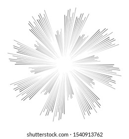 Radial speed Lines in Circle Form for comic books . fireworks Explosion background . Vector Illustration . Starburst
 round Logo . Circular Design element . Abstract Geometric star rays . Sunburst .