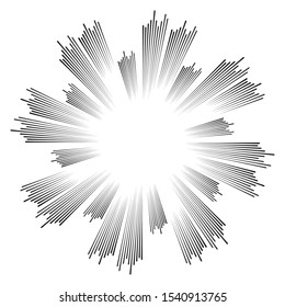 Radial speed Lines in Circle Form for comic books . fireworks Explosion background . Vector Illustration . Starburst
 round Logo . Circular Design element . Abstract Geometric star rays . Sunburst .