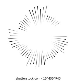 Radial speed Lines in Circle Form for comic books . fireworks Explosion background . Vector Illustration . Starburst
 round Logo . Circular Design element . Abstract Geometric star rays . Sunburst .