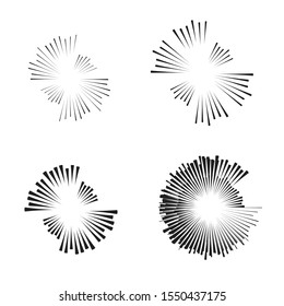 Radial speed Lines in Circle Form for comic books . fireworks Explosion background . Vector Illustration . Starburst
 round Logo . Circular Design element . Abstract Geometric star rays . Sunburst .