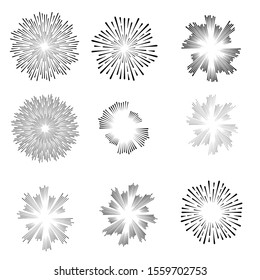 Radial speed Lines in Circle Form for comic books . fireworks Explosion background . Vector Illustration . Starburst
 round Logo . Circular Design element . Abstract Geometric star rays . Sunburst .
