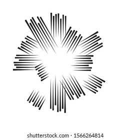 Radial speed Lines in Circle Form for comic books . fireworks Explosion background . Vector Illustration . Starburst
 round Logo . Circular Design element . Abstract Geometric star rays . Sunburst .