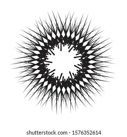 Radial speed Lines in Circle Form for comic books . fireworks Explosion background . Vector Illustration . Starburst
 round Logo . Circular Design element . Abstract Geometric star rays . Sunburst .