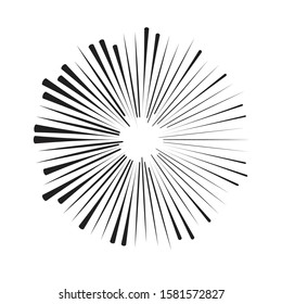 Radial speed Lines in Circle Form for comic books . fireworks Explosion background . Vector Illustration . Starburst
 round Logo . Circular Design element . Abstract Geometric star rays . Sunburst .