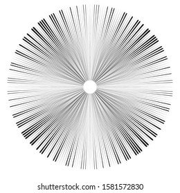 Radial speed Lines in Circle Form for comic books . fireworks Explosion background . Vector Illustration . Starburst
 round Logo . Circular Design element . Abstract Geometric star rays . Sunburst .
