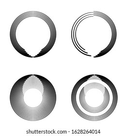 Radial speed Lines in Circle Form for comic books . Explosion background . Vector Illustration .Technology round Logo . Circular Design element . Abstract Geometric shape . Sunburst .