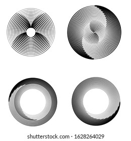 Radial speed Lines in Circle Form for comic books . Explosion background . Vector Illustration .Technology round Logo . Circular Design element . Abstract Geometric shape . Sunburst .