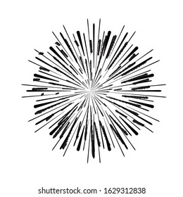 Radial speed Lines in Circle Form for comic books . fireworks Explosion background . Vector Illustration . Starburst
 round Logo . Circular Design element . Abstract Geometric star rays . Sunburst .