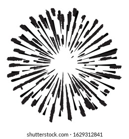 Radial speed Lines in Circle Form for comic books . fireworks Explosion background . Vector Illustration . Starburst
 round Logo . Circular Design element . Abstract Geometric star rays . Sunburst .