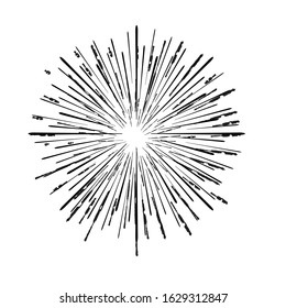 Radial speed Lines in Circle Form for comic books . fireworks Explosion background . Vector Illustration . Starburst
 round Logo . Circular Design element . Abstract Geometric star rays . Sunburst .