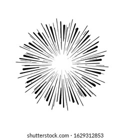 Radial speed Lines in Circle Form for comic books . fireworks Explosion background . Vector Illustration . Starburst
 round Logo . Circular Design element . Abstract Geometric star rays . Sunburst .