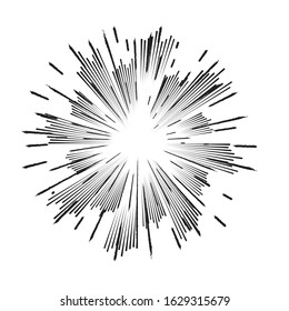 Radial speed Lines in Circle Form for comic books . fireworks Explosion background . Vector Illustration . Starburst
 round Logo . Circular Design element . Abstract Geometric star rays . Sunburst .