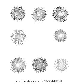 Radial speed Lines in Circle Form for comic books . fireworks Explosion background . Vector Illustration . Starburst
 round Logo . Circular Design element . Abstract Geometric star rays . Sunburst .