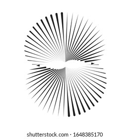 Radial speed Lines in Circle Form for comic books . fireworks Explosion background . Vector Illustration . Starburst
 round Logo . Circular Design element . Abstract Geometric star rays . Sunburst .