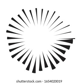 Radial speed Lines in Circle Form for comic books . fireworks Explosion background . Vector Illustration . Starburst
 round Logo . Circular Design element . Abstract Geometric star rays . Sunburst .