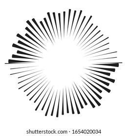 Radial speed Lines in Circle Form for comic books . fireworks Explosion background . Vector Illustration . Starburst
 round Logo . Circular Design element . Abstract Geometric star rays . Sunburst .