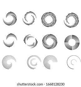Radial speed Lines in Circle Form for comic books . Explosion background . Vector Illustration .Technology round Logo . Circular Design element . Abstract Geometric shape . Sunburst .
