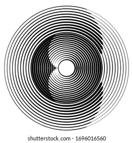 Radial speed Lines in Circle Form for comic books . Explosion background . Vector Illustration .Technology round Logo . Circular Design element . Abstract Geometric shape . 