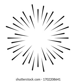 Radial speed Lines in Circle Form for comic books . fireworks Explosion background . Vector Illustration . Starburst
 round Logo . Circular Design element . Abstract Geometric star rays . Sunburst .