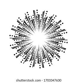 Radial speed Lines in Circle Form for comic books . fireworks Explosion background . Vector Illustration . Starburst
 round Logo . Circular Design element . Abstract Geometric star rays . Sunburst .
