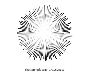 Radial speed Lines in Circle Form for comic books . fireworks Explosion background . Vector Illustration . Starburst
 round Logo . Circular Design element . Abstract Geometric star rays . Sunburst .