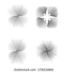 Radial speed Lines in Circle Form for comic books . fireworks Explosion background . Vector Illustration . Starburst
 round Logo . Circular Design element . Abstract Geometric star rays . Sunburst .