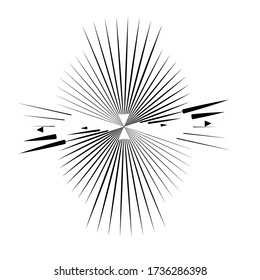 Radial speed Lines in Circle Form for comic books . fireworks Explosion background . Vector Illustration . Starburst
 round Logo . Circular Design element . Abstract Geometric star rays . Sunburst .