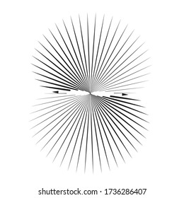 Radial speed Lines in Circle Form for comic books . fireworks Explosion background . Vector Illustration . Starburst
 round Logo . Circular Design element . Abstract Geometric star rays . Sunburst .