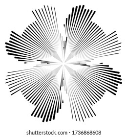 Radial speed Lines in Circle Form for comic books . fireworks Explosion background . Vector Illustration . Starburst
 round Logo . Circular Design element . Abstract Geometric star rays . Sunburst .