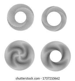 Radial speed Lines in Circle Form for comic books . Explosion background . Vector Illustration .Technology round Logo . Circular Design element . Abstract Geometric shape . 