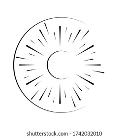 Líneas de velocidad radial en forma de círculo para historietas . fuegos artificiales Fondo de explosión . Ilustración vectorial. Starburst
 logotipo redondo. Elemento de diseño circular. Resumen Rayos de estrellas geométricas . Salto de sol.