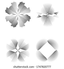 Radial speed Lines in Circle Form for comic books . fireworks Explosion background . Vector Illustration . Starburst
 round Logo . Circular Design element . Abstract Geometric star rays . Sunburst .