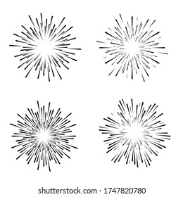 Radial speed Lines in Circle Form for comic books . fireworks Explosion background . Vector Illustration . Starburst
 round Logo . Circular Design element . Abstract Geometric star rays . Sunburst .
