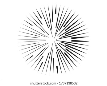 Radial speed Lines in Circle Form for comic books . fireworks Explosion background . Vector Illustration . Starburst
 round Logo . Circular Design element . Abstract Geometric star rays . Sunburst .