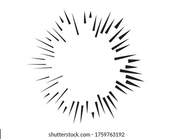 Líneas de velocidad radial en forma de círculo para historietas . fuegos artificiales Fondo de explosión . Ilustración vectorial. Starburst
 logotipo redondo. Elemento de diseño circular. Resumen Rayos de estrellas geométricas . Salto de sol.