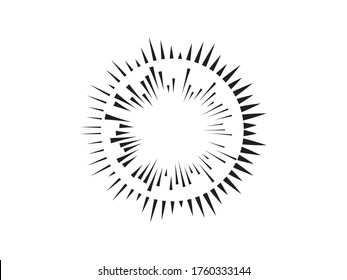 Radial speed Lines in Circle Form for comic books . fireworks Explosion background . Vector Illustration . Starburst
 round Logo . Circular Design element . Abstract Geometric star rays . Sunburst .
